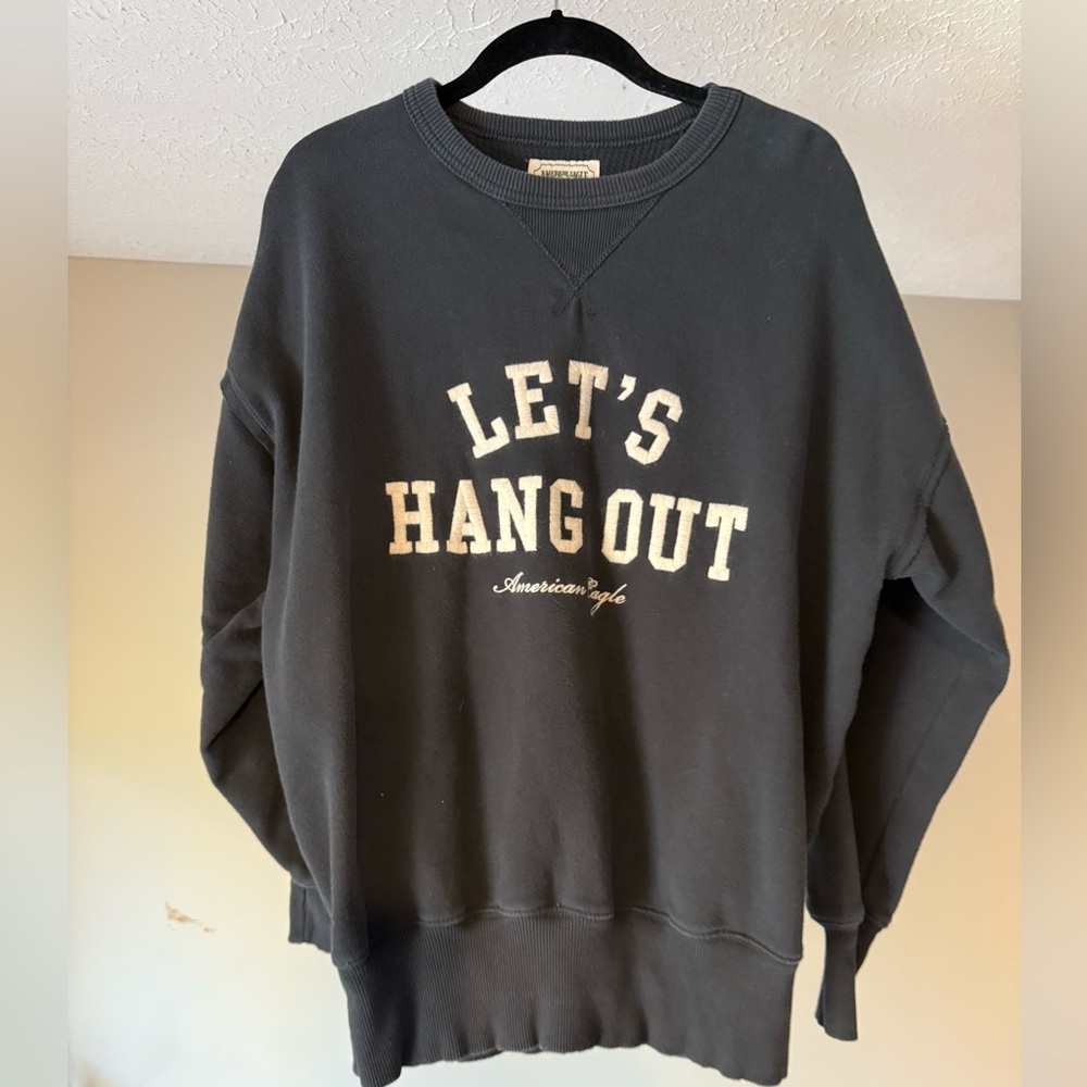 American Eagle Oversized Black Graphic Sweatshirt